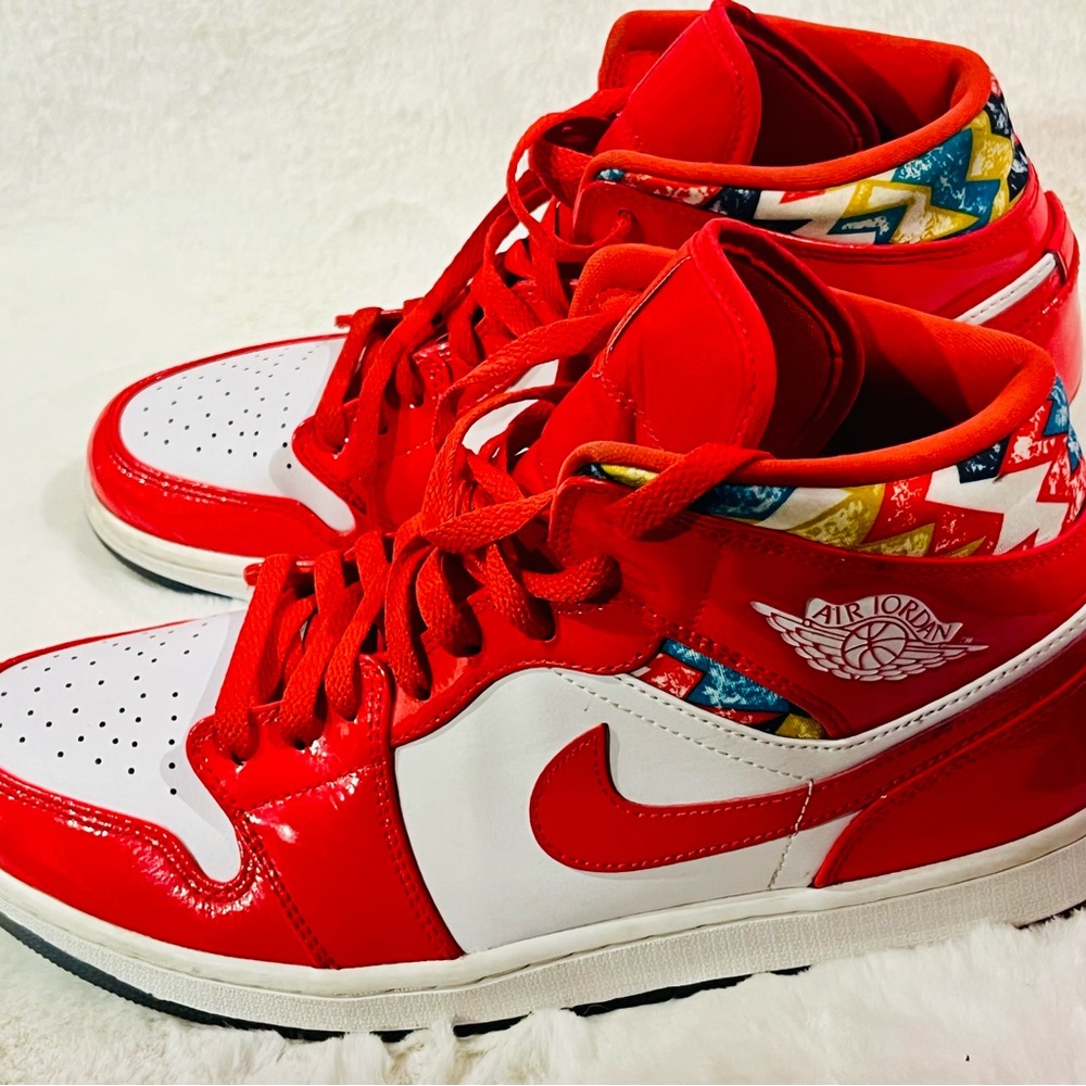 Nike Air Jordan 1 Barcelona Sweater Red Patent Shoes
